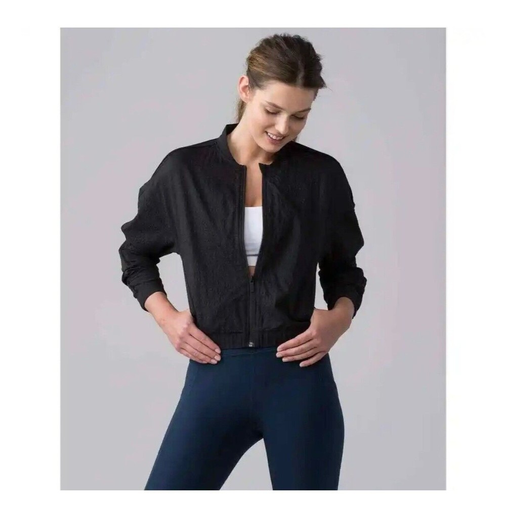 Lululemon Womens Jacket 8 Pack Light Bomber Black Zip Up Athleisure Light Weight